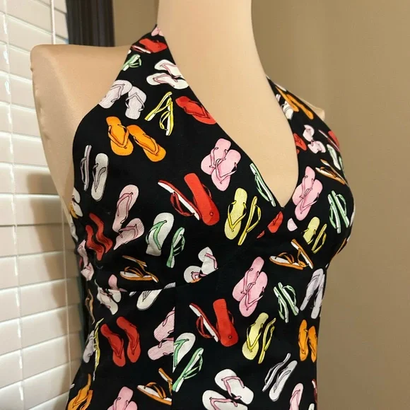 Janique Vintage Halter flip flop Print Dress - Multicolor - Picture 3 of 6